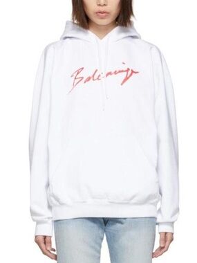 Balenciaga Cream Crewneck Sweatshirt with Red Script Logo medium 2019 collection